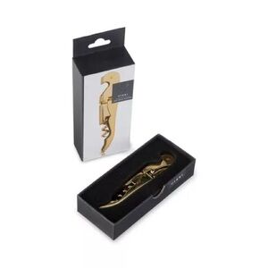 Brand New Viski 24k Gold Plated Double Hinged Corkscrew Wine Bottle Opener